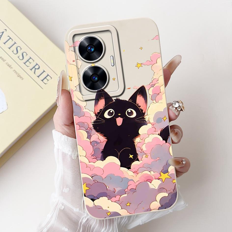 

For Realme C55 Case Cute Cartoon Rabbit Cats Soft Liquid Silicone Camera Protection Cover For RealmeC55 RMX3710 Narzo N55 Bumper Realme C55