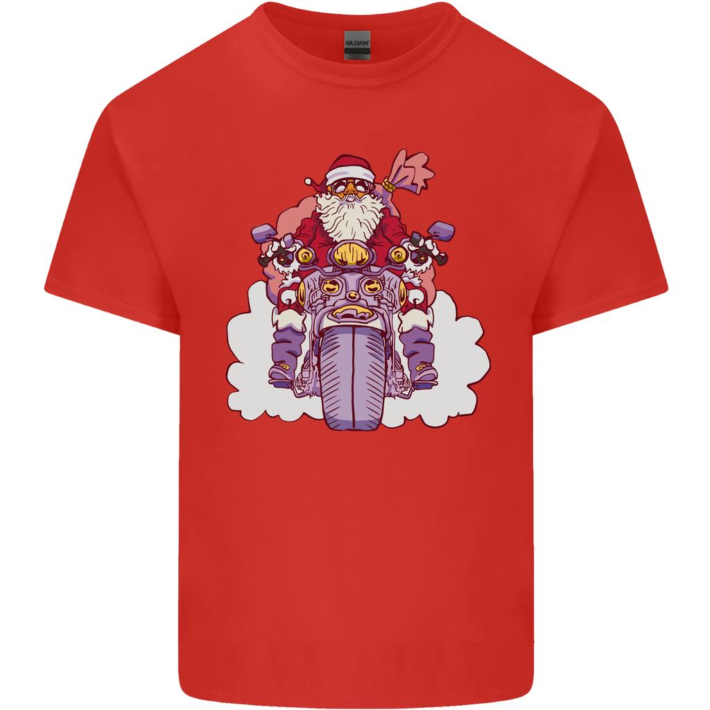 Biker Santa Christmas Motorcycle Motorbike Unisexs Light Cotton TShirt