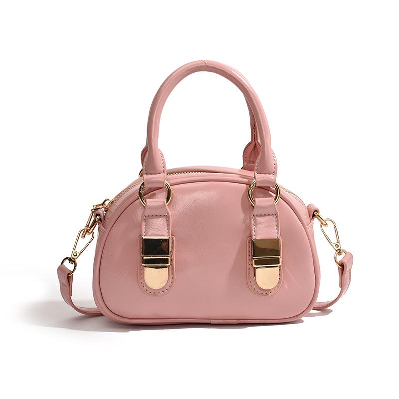 Women's 2025 Spring/Summer Textured Shell Bowling Bag - Versatile Crossbody Handbag