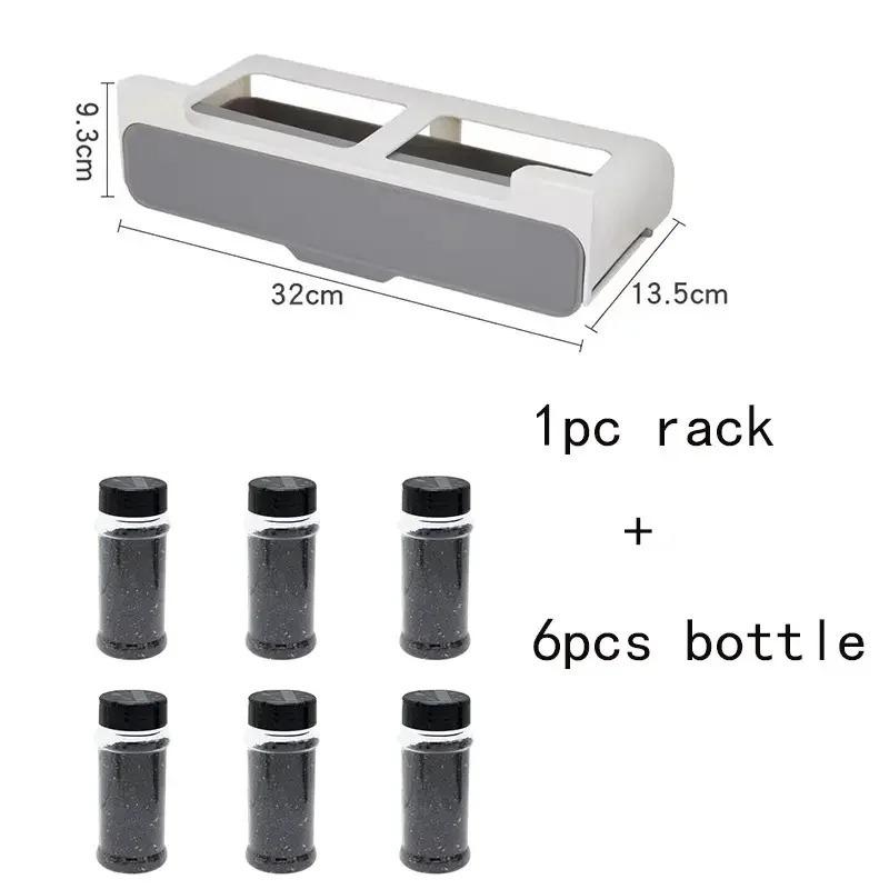 Punch-Free Hanging Seasoning Box Set: Multi-Functional Pull-Down Storage for MSG, Salt, and More.