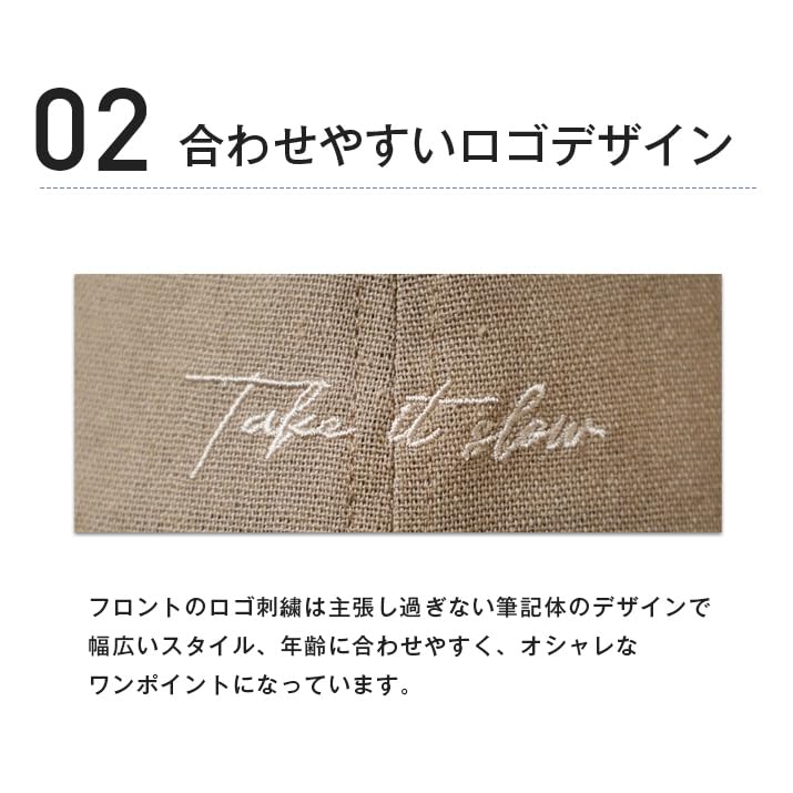 ICHIYON Leinenmischung Kursive Stickerei Kappe [14+ PLUS] / 103645-131-103