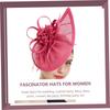 TEHAUX Rose Red Mesh Fascinator Hat for Women Bridal Tops Hat Headband for Wedding Evening Banquet and Special Occasion Accessories