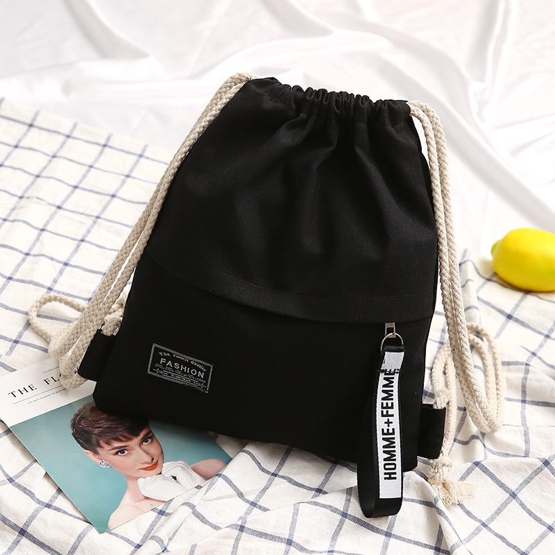 Women's Lightweight Canvas Drawstring Backpack for Tutoring and School 
