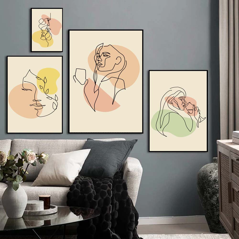 Nordic Abstract Art Figure Canvas Painting Minimalist Lines Matisse Poster Office Living Room Bedroom Home Decoration Mural No Frame