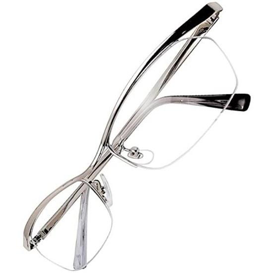 ZIGs Reading Glasses Sunglasses Men Women Intellectual UV400 UV Cut Image Change Casual Formal Business Clear Lenses Metal Half-rim Case (gldm00)