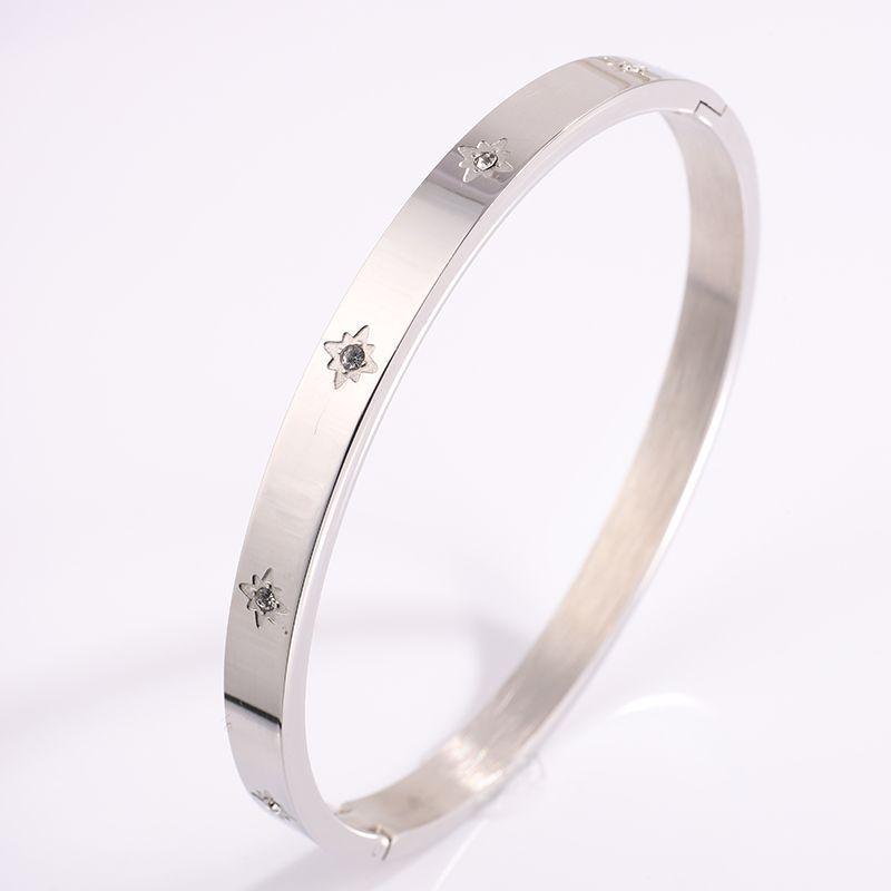 Starry Sky Silver Titanium Steel Bracelet for Women - High-End, Versatile, Full Diamond, Non-Fading Fashion Accessory