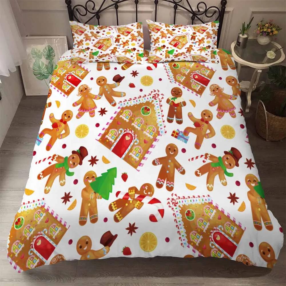 

Bedclothes Christmas Comforter Bedding Sets Cotton Brown Cute Christmas Pattern Duvet Cover Pillowcases Ropa De Cama-no Sheets (135x200cm)