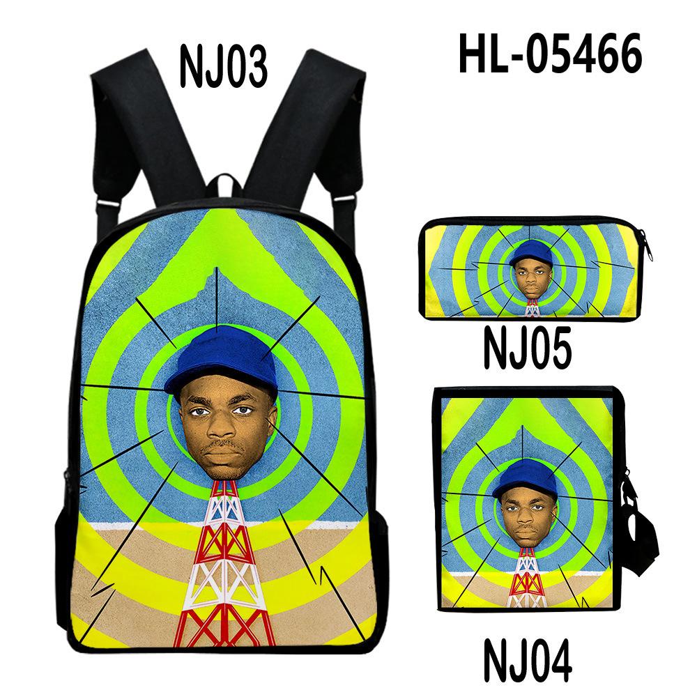Classic Popular Vince Staples 3D Print 3pcs/Set Pupil School Bags Laptop Daypack Backpack Inclined Shoulder Bag Pencil Case