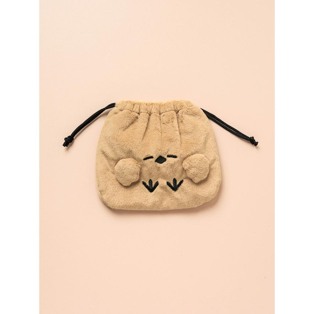 Daiso Winter Together Tightening Fur Pouch With Concave