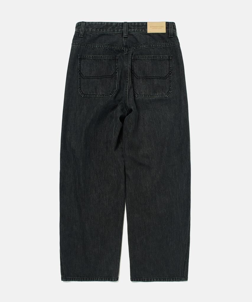 DTHIRTYONE Diagonal Relaxed Denim Pants (Washed Black)