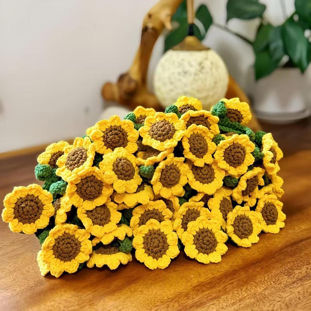 Handmade Crocheted Blanket Material Package Flower Bouquet Blanket Hand Knitted Sunflower Blanket Crochet Kit Decorative