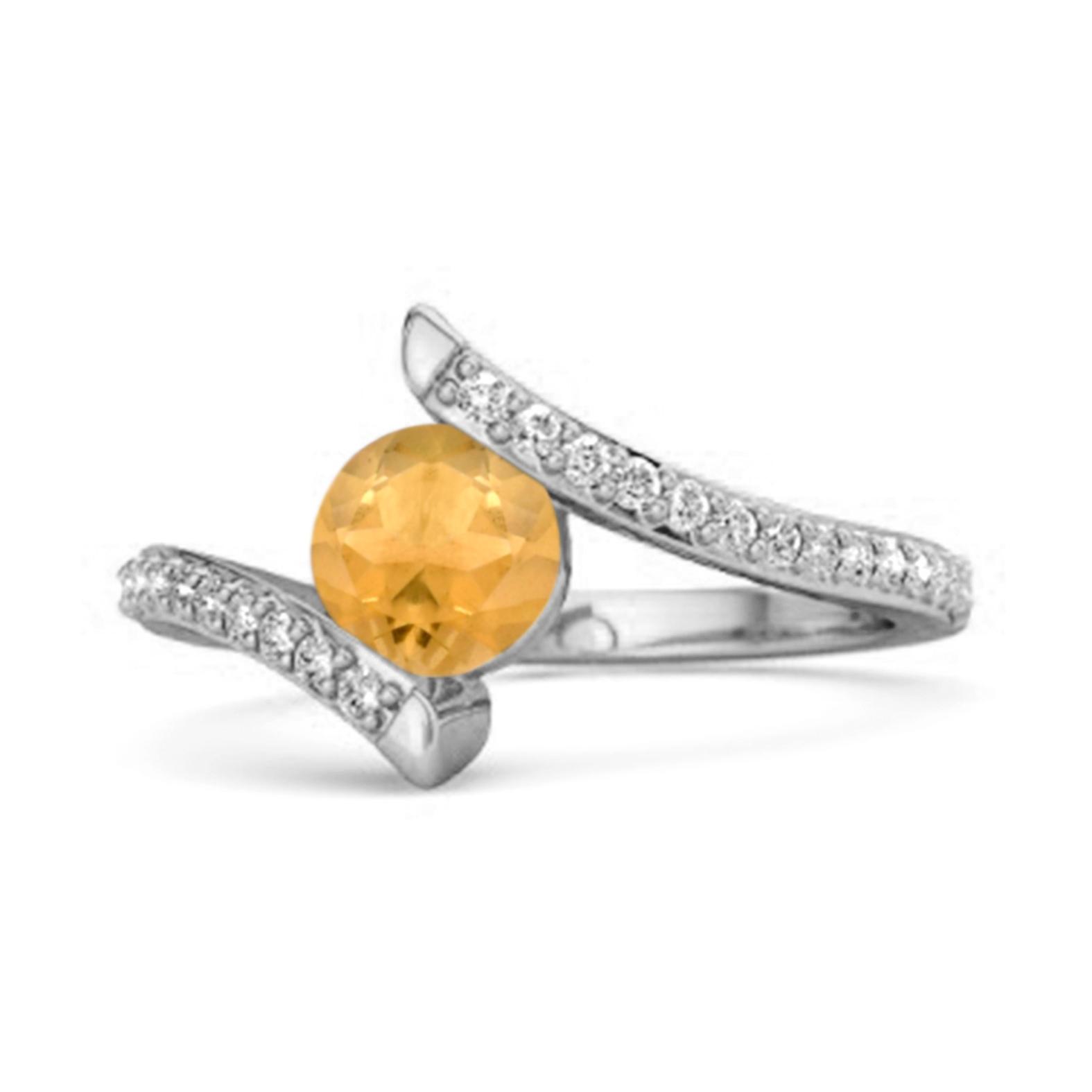 

Citrine Bypass Design with White Topaz Accents Ring- 925 Sterling Silver 7 білий