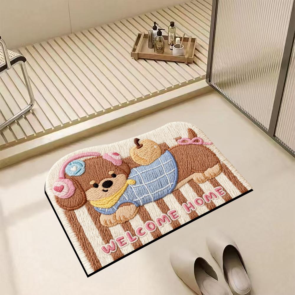 Cute Dachshund Dog Bath Mat Non Slip Absorbent Welcome Floor Rug for Bathroom Entryway Decor