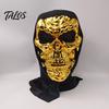 Full Head Black Scarf Mask Halloween Skull Mask, with Breathable Mesh Eyes Design, Mirror Texture Headscarf for Adults Party Props Face