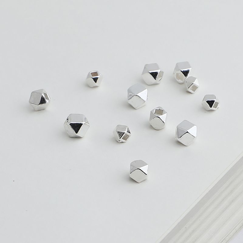 

Polygon S925 Sterling Silver Argent Pur Cut Diamond Small Spacer Beads Broken Silver Beads Accessories Bracelet Bead String Jewelry Material Broken silver beads [3.5mm]]