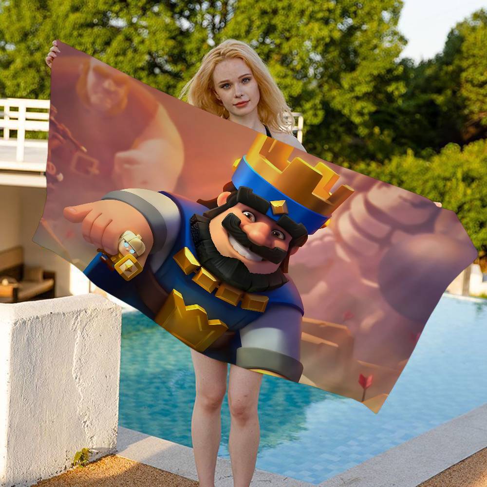 

1pc Popular Mobile Game C-Clash R-Royale Microfiber Printed Beach Towel Mountain Climbing Yoga Beach Swimming Running Soft Towel W40*H60(CM)