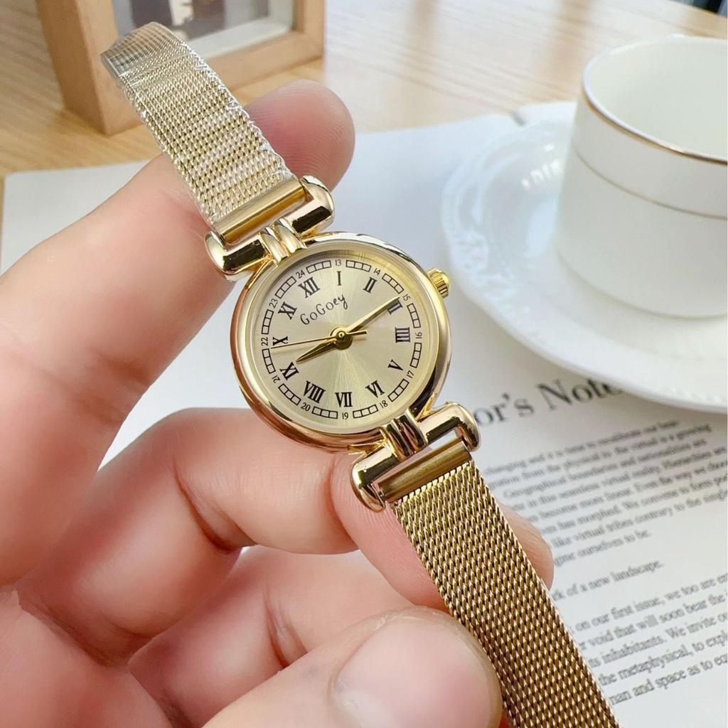 Fashion Simple Vintage Women Quartz Watch Roman Small Dial Elegant Ladies Wristwatch Classic Steel Mesh Band Watches Reloj Mujer