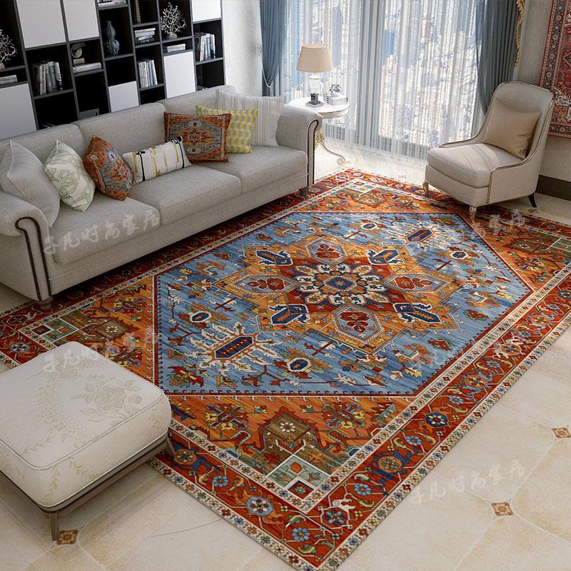 American Retro Living Room Decoration Carpet Minimalist Bedside Rugs for Bedroom Large Area Non-Slip Mat Washable Lounge Rug