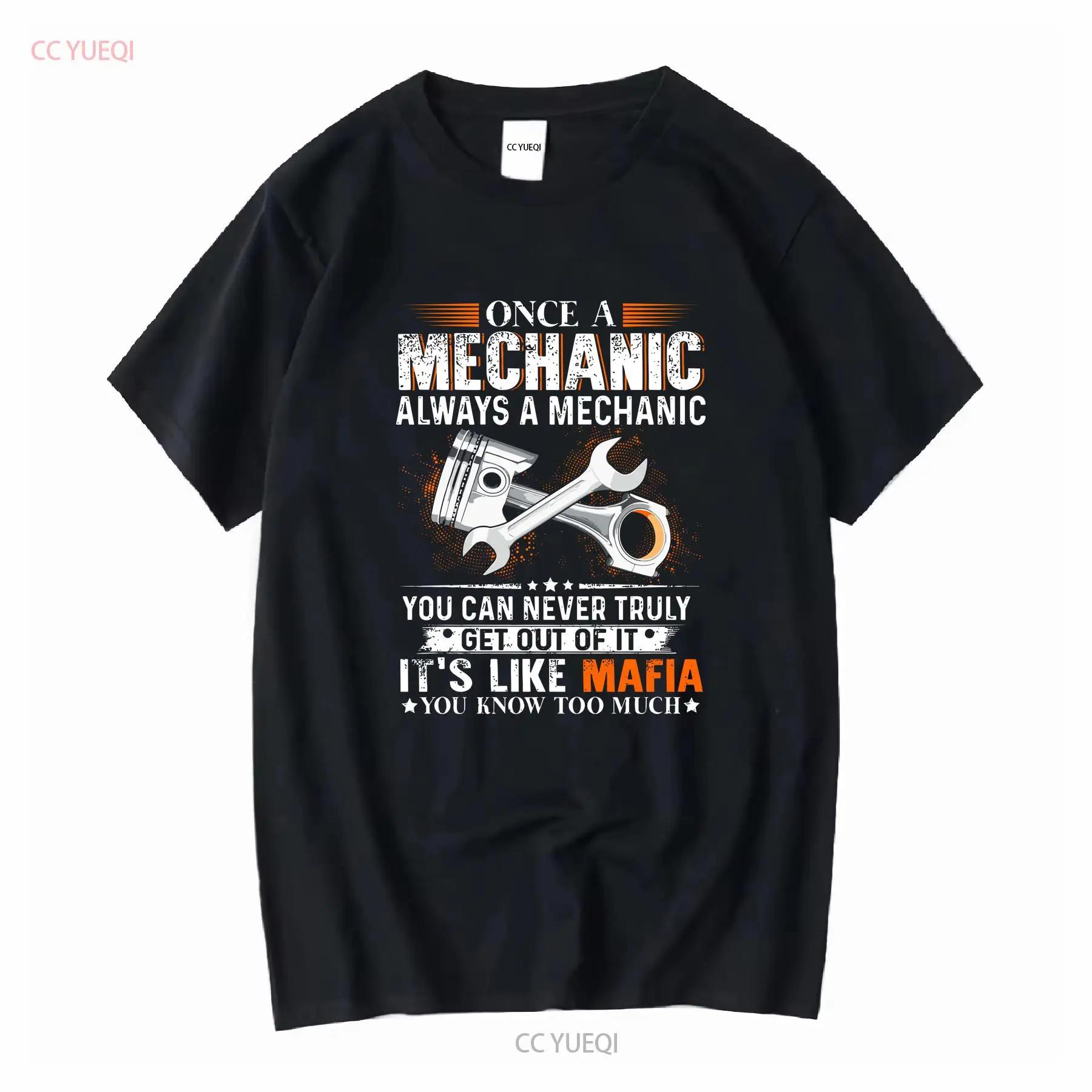 Mechanic It s Like the Mafia T Shirt Once A Always vintage Washed Breathable Top For Everyday Wear Versatile Unisex Stylish S разноцветный