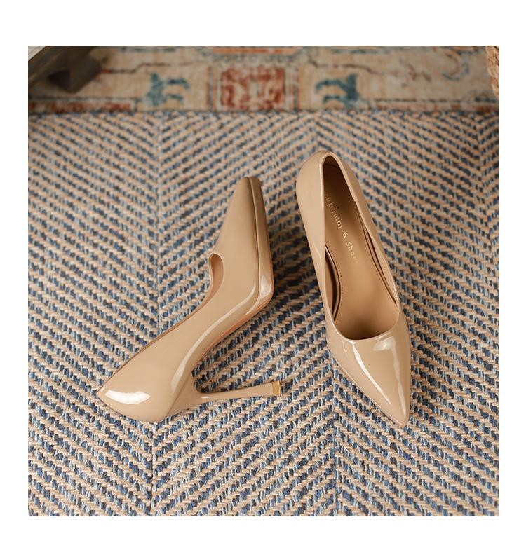 Solid Color Patent Leather Stiletto Platform Heels - Sexy Pointed Toe Women's Shoes 2025 Edition