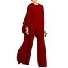 Tuta Pullover Elegante da Donna con Giunture, Scollo O, Maniche Lunghe a Pipistrello e Zip in Vita Alta