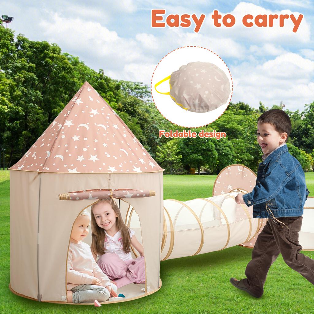 3PCS Collapsible Kids Play Tent with Tunnel for Baby Toddlers Comfortable Kids Play Tent with Ball Pit Multipurpose Pop up Party