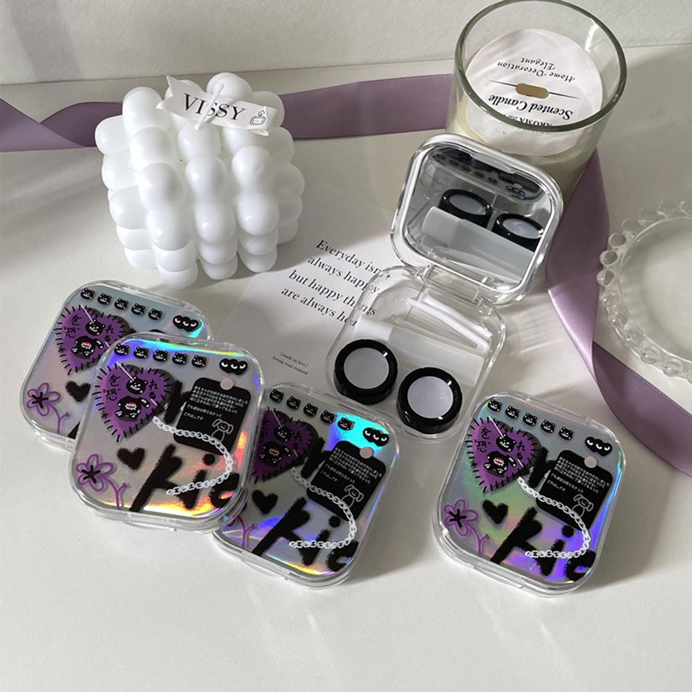 

Contact Lens Holder Colorful Flower Pattern Beauty Lens Storage Box Contact Lens Case Portable For Daily Use For Travel