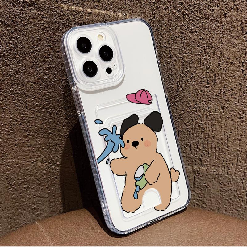 Card Slot Holder Silicone Wallet Pocket Case For iPhone 17 16 14 Pro Max Samsung S23 S24 S25 Honor X8A Oppo Reno 10 11 12 Pro Cover Clear Phone Bumper