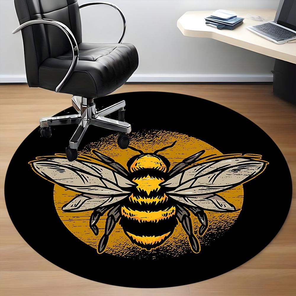 1pc Bee Honey Office Round Area Rug, Mat Suitable For Office, Under Office Chairs Bedroom Living Room Home Decor, Room Deco