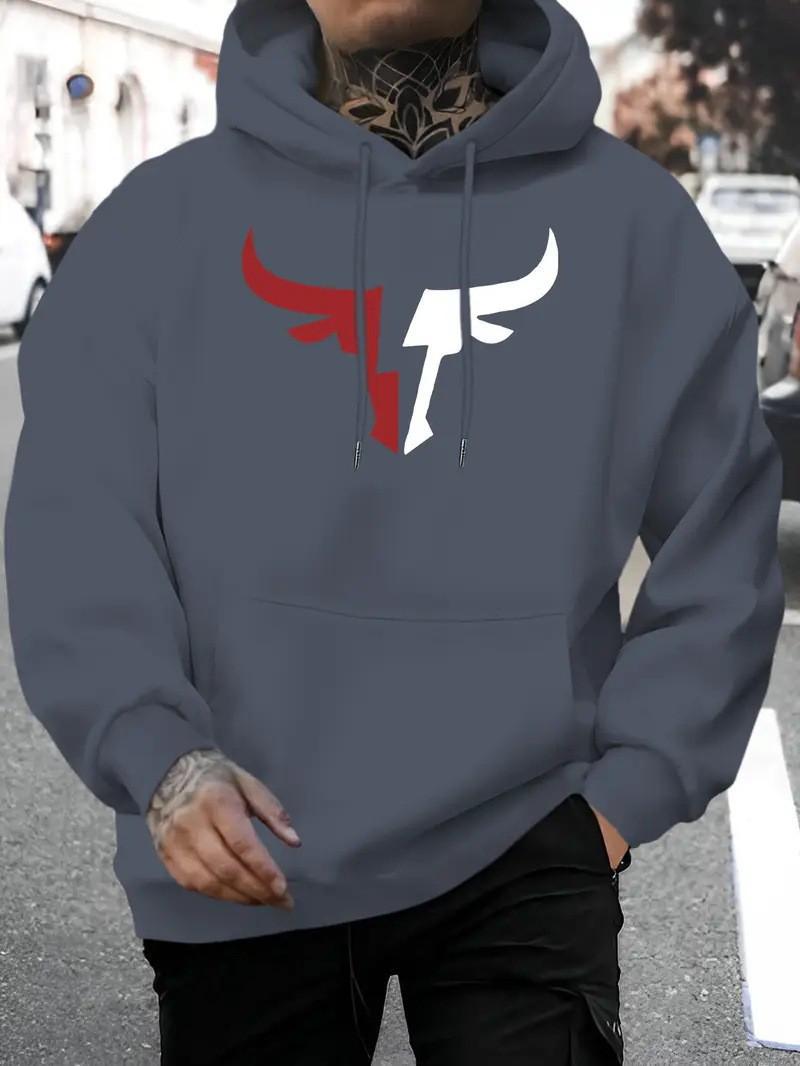 

Cross-Border Men s Printed Hoodie: 2025 Autumn/Winter Hip Hop High Street Fashion 3XL сірий колір