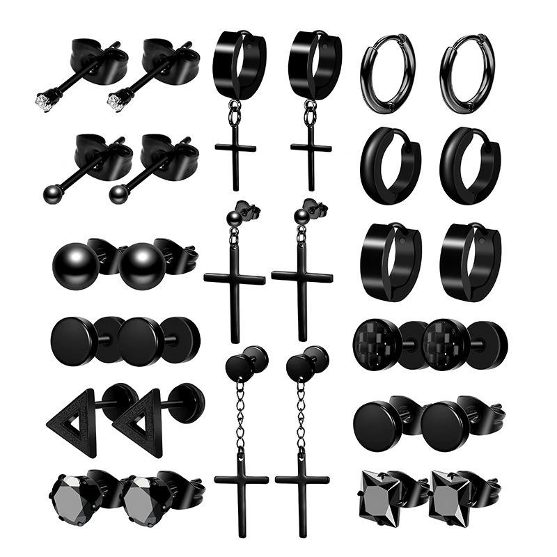 Luxury Stainless Steel Women's Stud Earrings: European & American Fashion Set