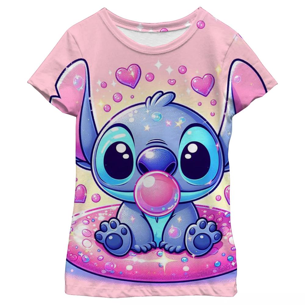 Nowa Kawaii Lilo Stitch Koszulka z Kreskówką Dzieci Dzieci Stitch Urocza Koszulka Manga Y2k Graficzna Koszulka Dziewczynka Chłopiec Góra Koszulki Lilo Stich