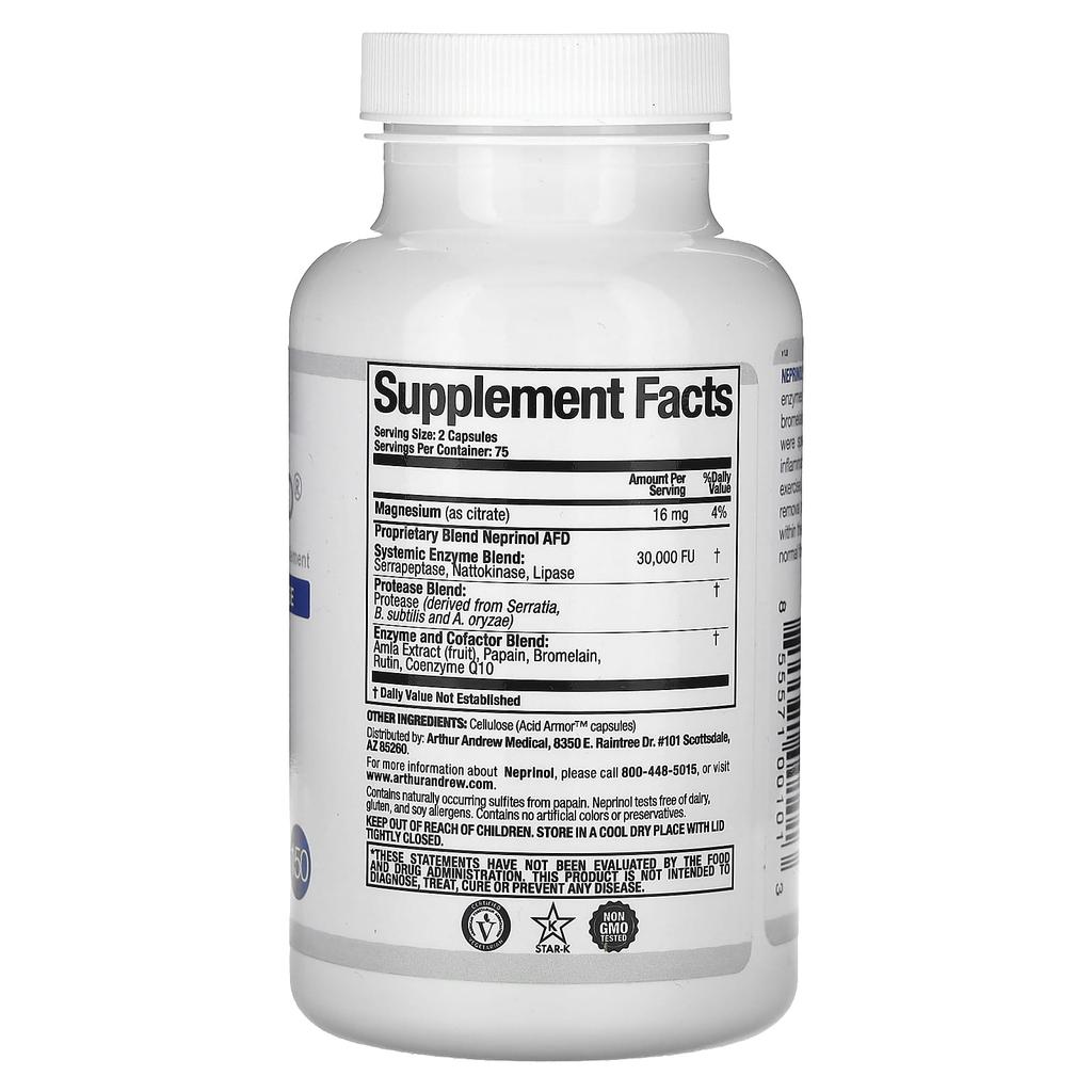Neprinol Afd, Advanced Fibrin Defense, 15,000 Fu, 150 Capsules