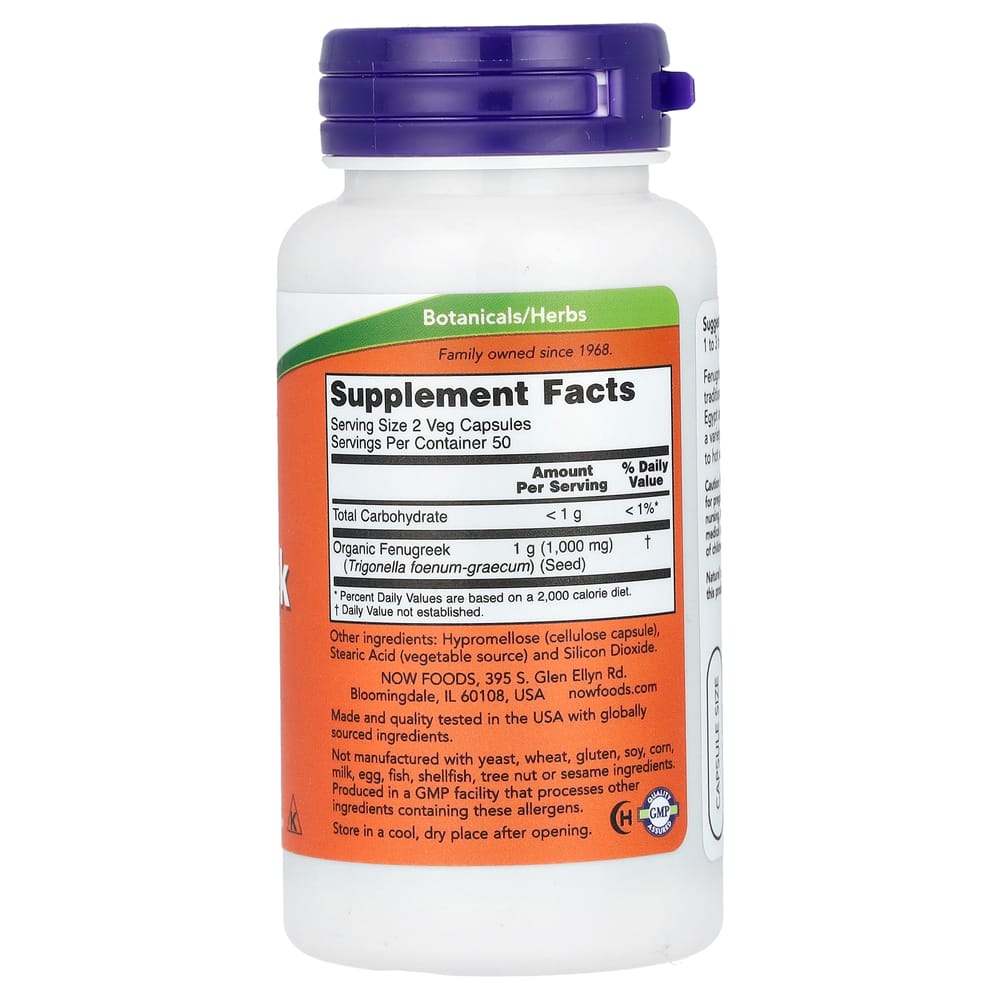 Now Foods Fenugreek 500mg Veg Capsules, 100 Count