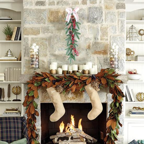 Christmas Wreath with Red Berries Pine Cone Indoor Outdoor Window Front Door Wall Hanging Artificial Garland Swag Desktop Tree Decoration