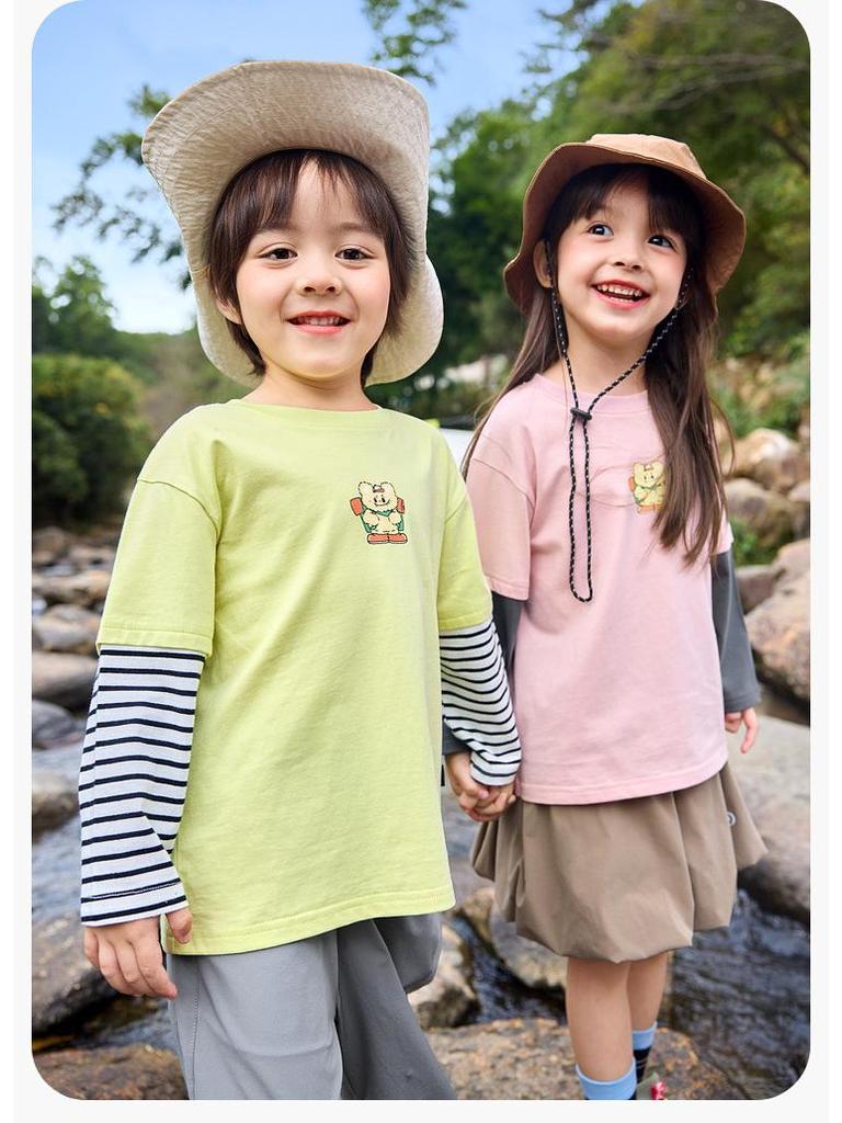 Dudu Family Kids Pure Cotton Two-Piece Style T-shirt - Trendy Spring Outfit for Boys & Girls