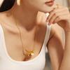 Retro Two-Color Asymmetrical Square Pendant Necklace 18K Plated Real Gold Light Luxury Minimalist Wind Titanium Steel Jewelry