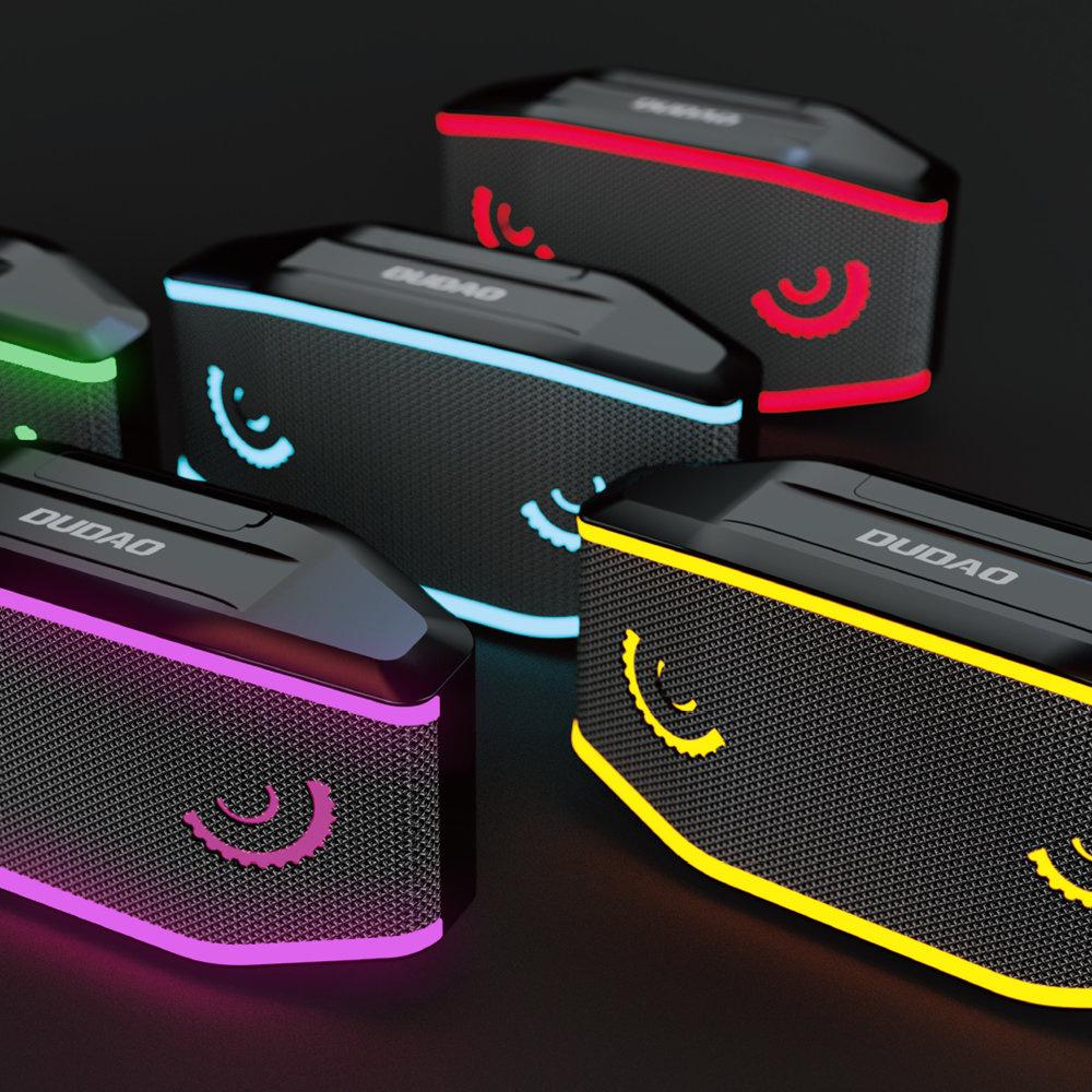 DUDAO Waterproof Ip7 Wireless Speaker Bluetooth 5.0 Rgb 5W 1200Mah Black (Y10Xs-Black)