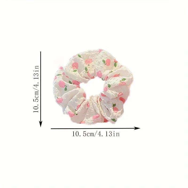 6-teiliges/Set Damen süßes rosa Pfirsichblüten-Karo Großdarm Haargummi, modisches und vielseitiges Haaraccessoire