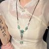 Painted ceramic fish necklace, Bohemian style woven rope necklace, women's vintage high-end beaded clavicle chain