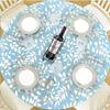 40-44 In PVC Tablecloths Wood Grain Elastic Waterproof Table Covers Oil Proof Dirt Resistant Small Round Tablecloth Thanksgiving