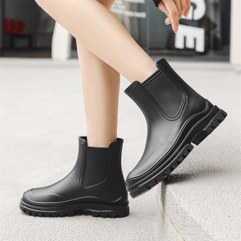 Japońskie Damskie Modne Wodoodporne Gumowe Kalosze na Deszcz - Antypoślizgowe Krótkie