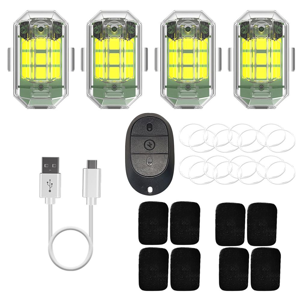4pcs Drone Strobe Light USB Charging M3 Turn Signal Indicator Waterproof 3.7V 350mAh High Brightness for Motorcycle Bike Drones