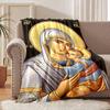 1PC Virgin Mary Holding Baby Image Faith-printed Flannel Blanket Soft and Warm Suitable for Home Travel Picnics Camping and RV