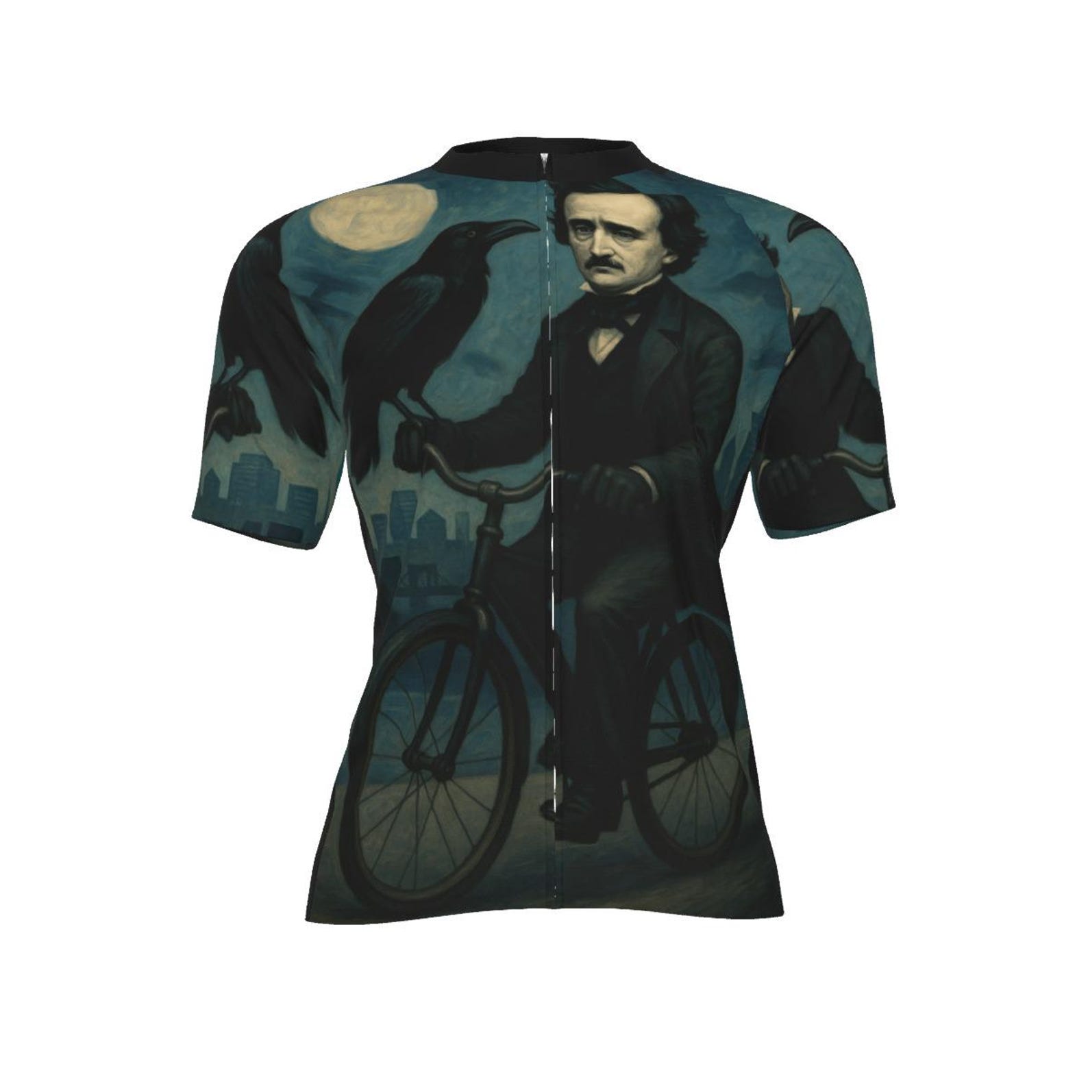 Poe Pedals Cycling Jersey: Edgar Allan Poe Gothic Bike Shirt S