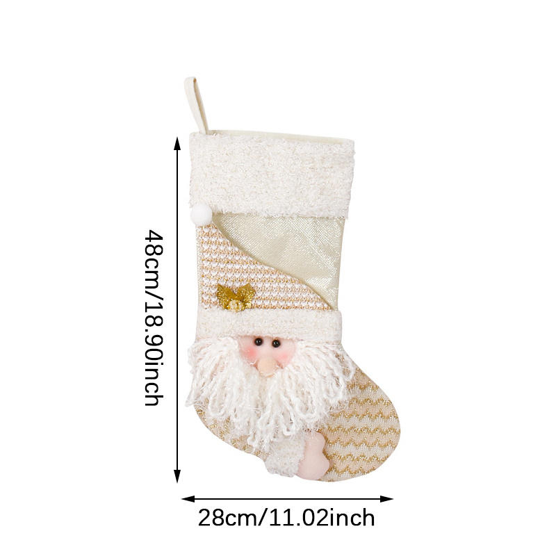 Christmas Stockings White Stamping Gold Snowflake Xmas Ornaments Christmas Pendant Christmas Tree Decorations Noel Gift Sock