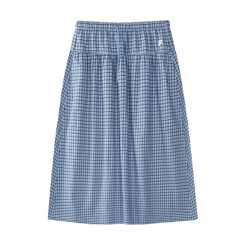 FILA FUSION Women s Blue & White Plaid Drawstring A-Line Skirt XL