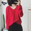 2023 Autumn/Winter Korean-Style Loose V-Neck Long Sleeve Knitted Sweater Women's Base Layer