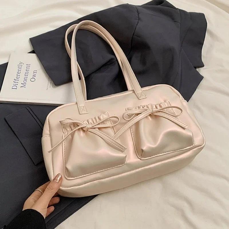 

Корейская версия Милый девичий стиль Сумка через плечо Модные плиссированные ручные сумки для женщин ПУ Повседневная сумка под мышку Женские сумки Кошелек Without pendant