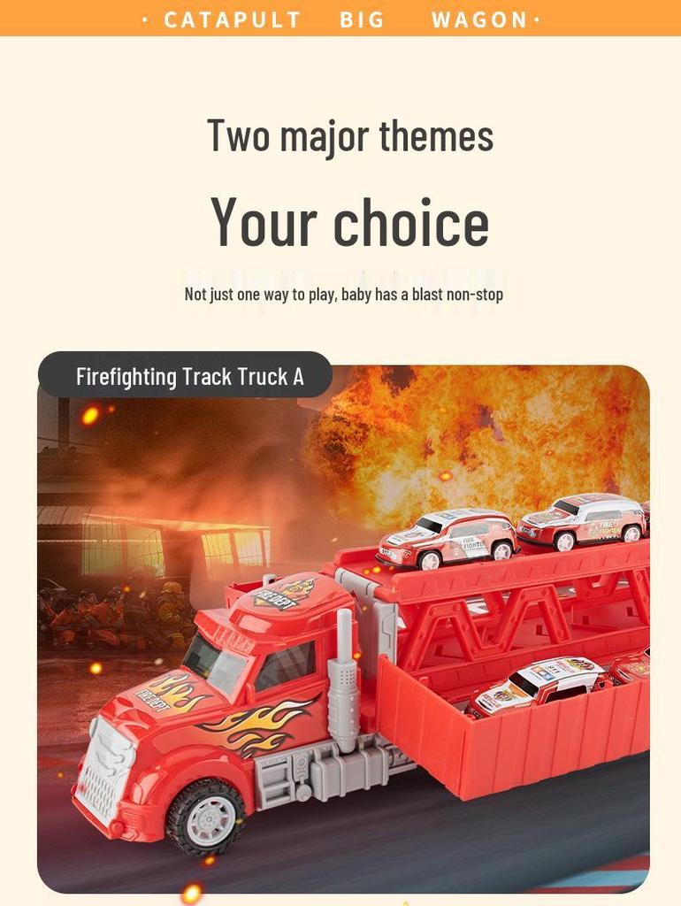 American Big Truck Sliding & Folding Deformation Racing Track Toy Set for Kids